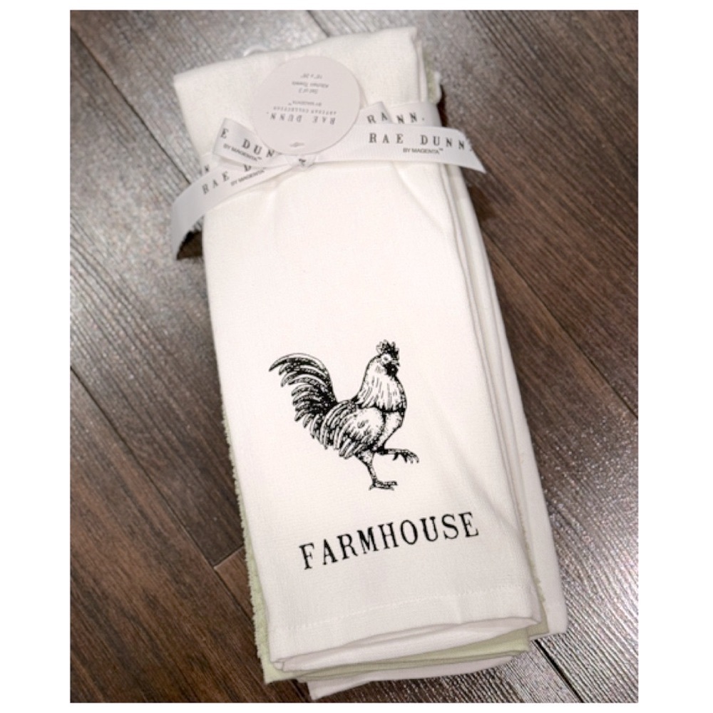 NEW Rae Dunn Farmhouse Rooster Kitchen Towel Set ~Farmhouse 🐓
